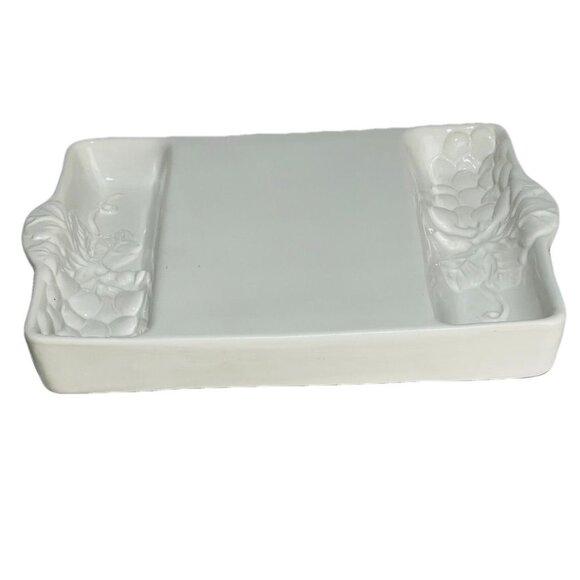 Loucarte Portugal White Grape Design Ceramic Serving Tray - Picture 2 of 6